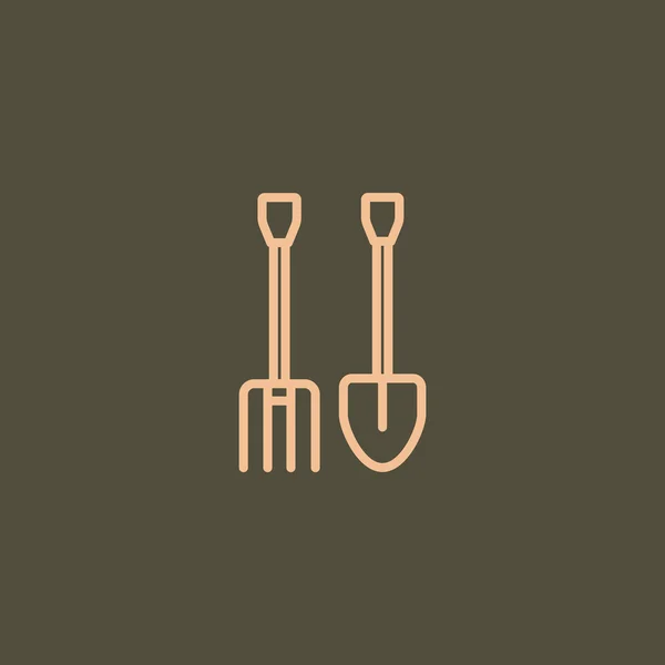 Icono de herramientas de pala y horquilla — Vector de stock