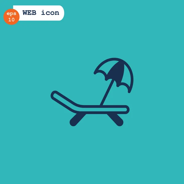 Strand bed en paraplu pictogram — Stockvector