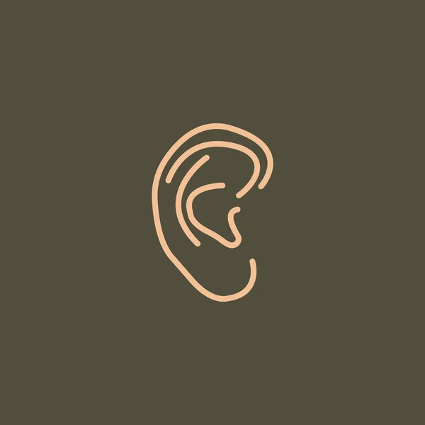 Menselijk oor teken pictogram — Stockvector