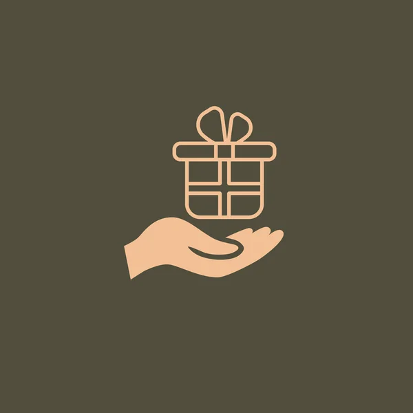 Hand met cadeau pictogram — Stockvector