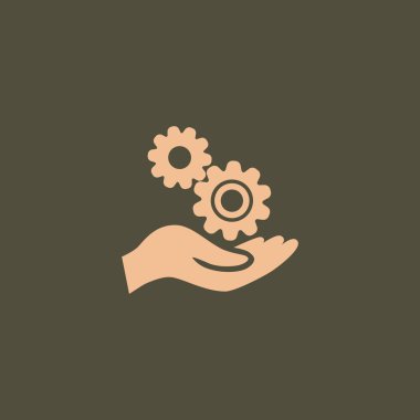 Cogwheels simgesi tutan el