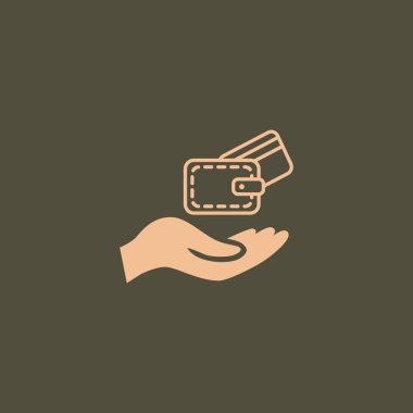 kredi kartı ve m-cüzdan simgesi ile el