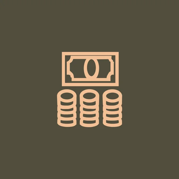 Χρήματα κερμάτων και τραπεζογραμματίων εικονίδιο — Διανυσματικό Αρχείο