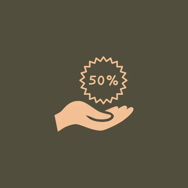 Mano con 50 por ciento icono de descuento — Vector de stock