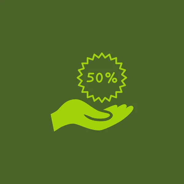 Mano con 50 por ciento icono de descuento — Vector de stock