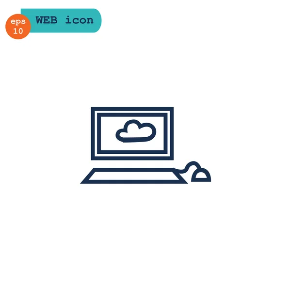 Laptop com ícone de sinal de nuvem — Vetor de Stock