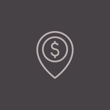 Dolar simgesi olan harita işaretleyici