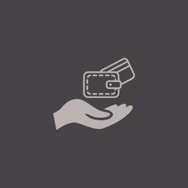 M-cüzdan ve el simgesi. 