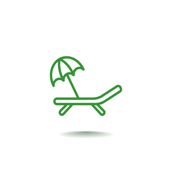 Lit de plage et icône parapluie — Image vectorielle