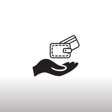 kredi kartı ve m-cüzdan simgesi ile el