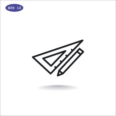 Üçgen cetvel ve kalem simgesini