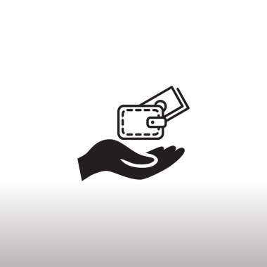 m-cüzdan ve para simgesi ile el