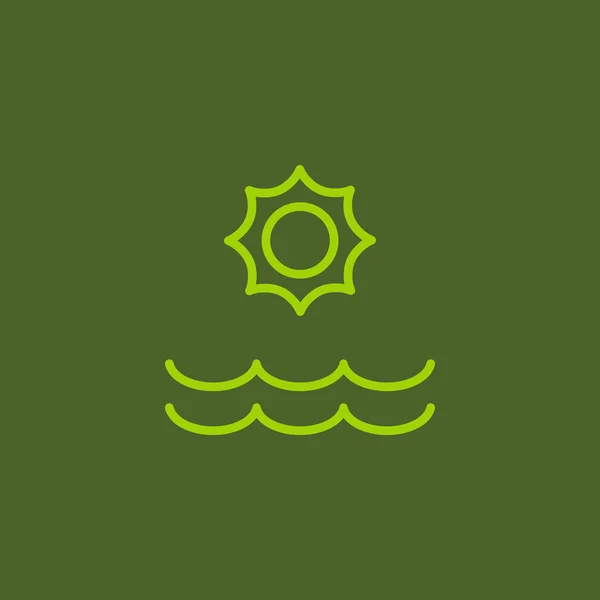 Zon en zee golven-pictogram — Stockvector