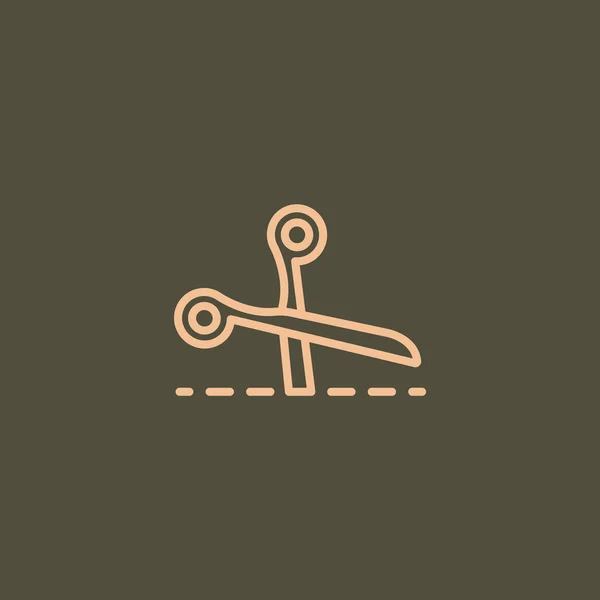 Tijeras e icono de línea de corte — Vector de stock