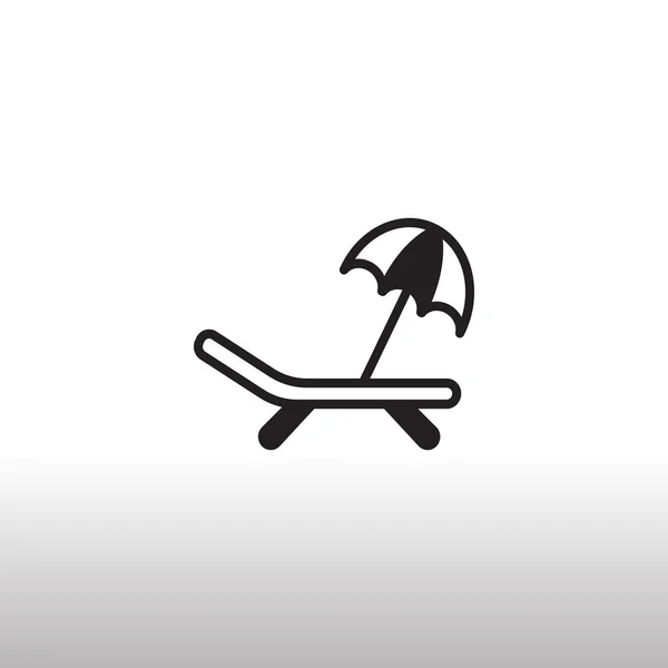 Cama de playa y paraguas icono — Archivo Imágenes Vectoriales