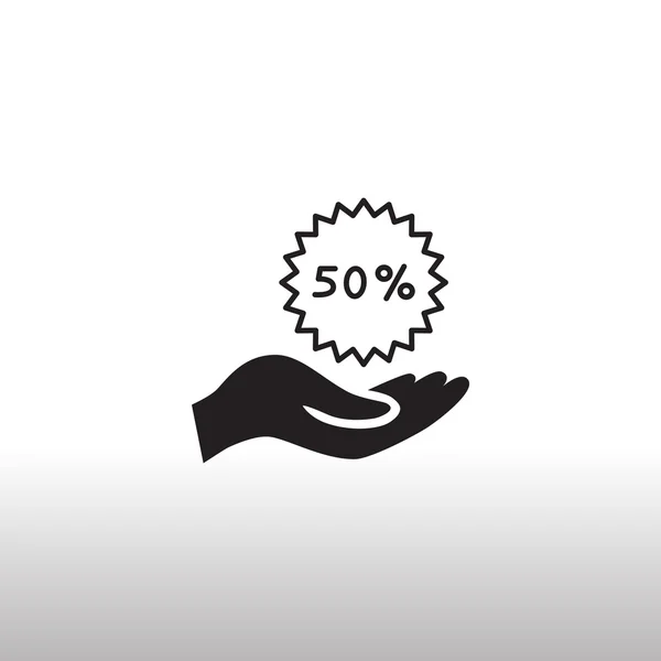 Mano con 50 por ciento icono de descuento — Vector de stock