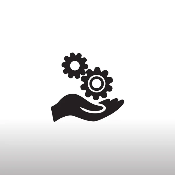 Mano sosteniendo el icono cogwheels — Vector de stock