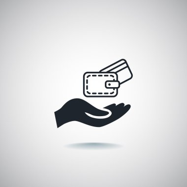 M-cüzdan ve el simgesi