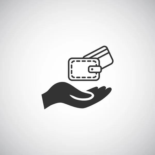 Monedero y mano icono — Vector de stock