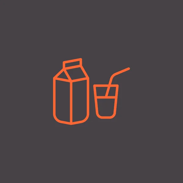 Verre de lait et icône d'emballage — Image vectorielle