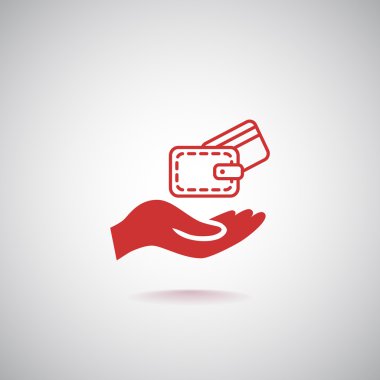 M-cüzdan ve el simgesi