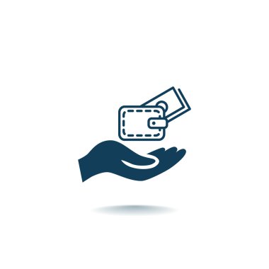 M-cüzdan ve el simgesi