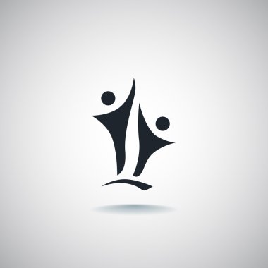 Yukarı simgesi ulaşan iki insan siluetleri