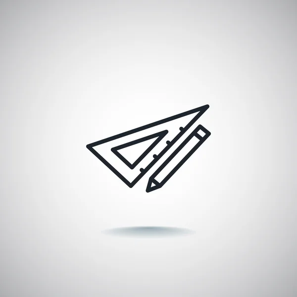 Bleistift mit Dreieck-Lineal-Symbol — Stockvektor