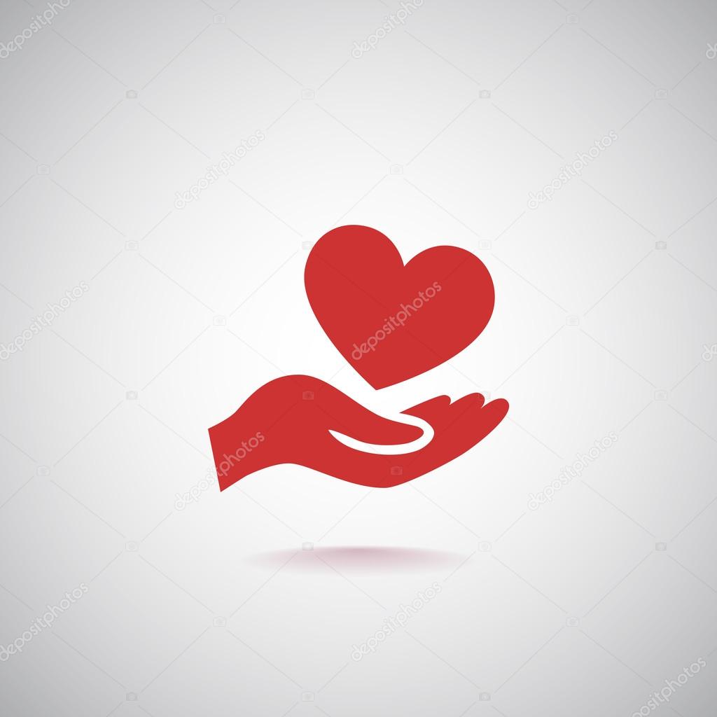 Heart on palm icon