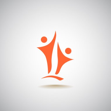 Yukarı simgesi ulaşan iki insan siluetleri