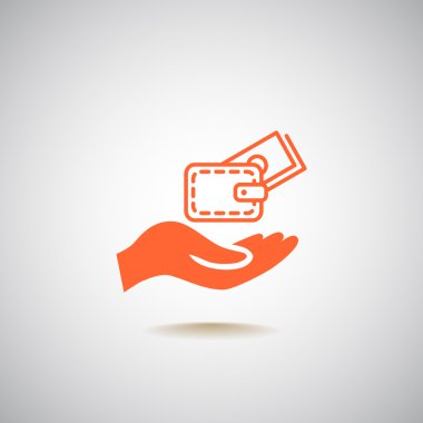 M-cüzdan ve el simgesi