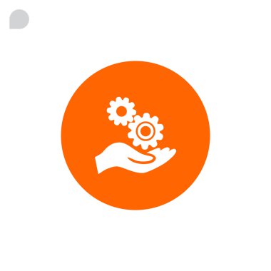 Dişli tekerlekleri simgesi tutan el