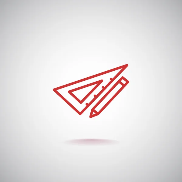 Lápis com ícone de régua triangular — Vetor de Stock