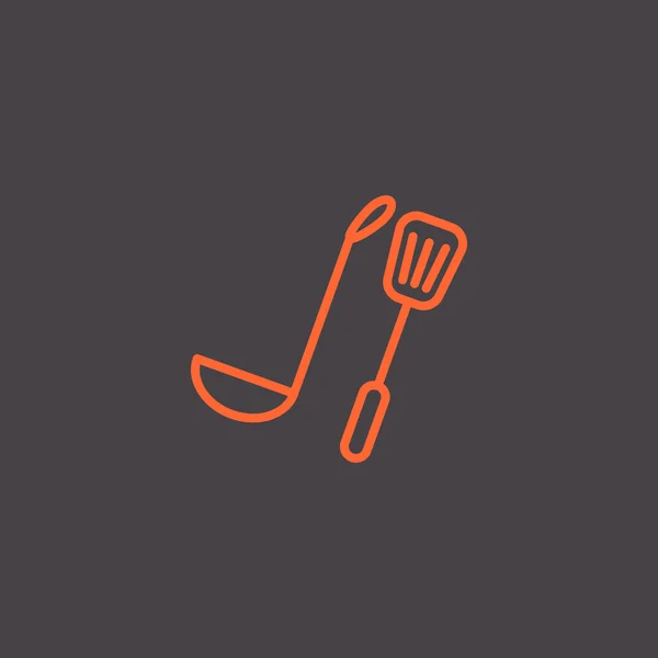 Louche de cuisine et icône de spatule — Image vectorielle