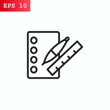 defter ile kalemi ve cetvel simgesi