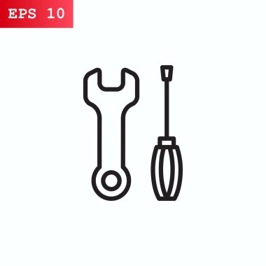 İngiliz anahtarı ve tornavida simgesi  