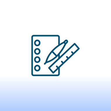 defter ile kalemi ve cetvel simgesi