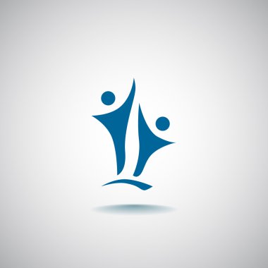 Yukarı simgesi ulaşan iki insan siluetleri