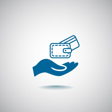 M-cüzdan ve el simgesi