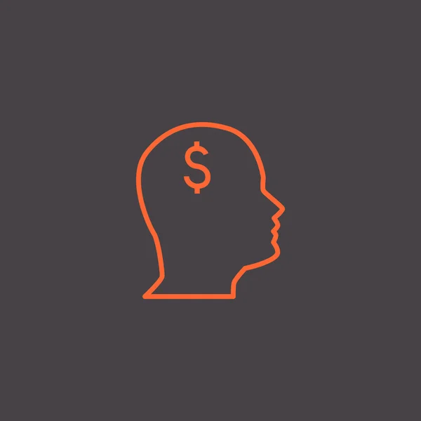 Pictografía del dinero en el icono de la cabeza — Archivo Imágenes Vectoriales