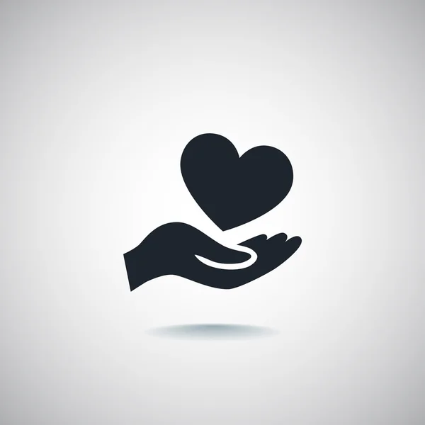 Coração no ícone da palma —  Vetores de Stock