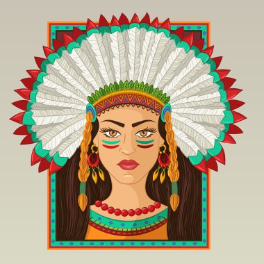 Kızılderili kız bir çerçeve içinde portresi