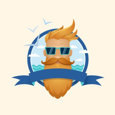 Hipster adam portre logosunu görmeniz gerekir. Vektör Eps10.