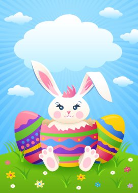 Yumurta ve bunny Paskalya tebrik kartı şablonu. Eps10