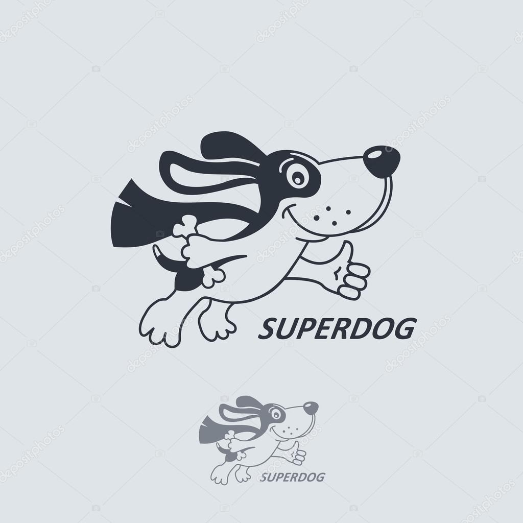 Funny cartoon super dog logotype