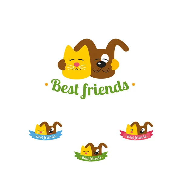 Kočka a pes nejlepší přátel logo — Stockový vektor
