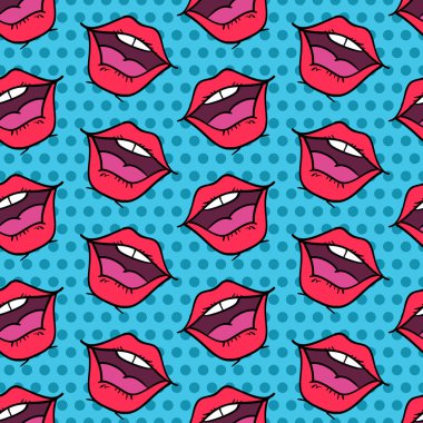 Pop sanat stil vektör kesintisiz çizgi roman desende.