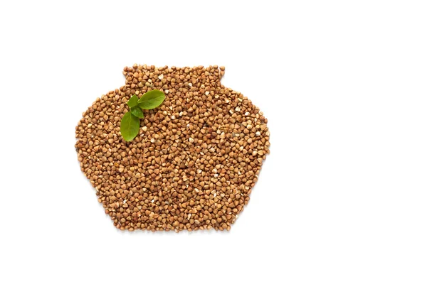 Pot of buckwheat porridge. — Stock Photo, Image