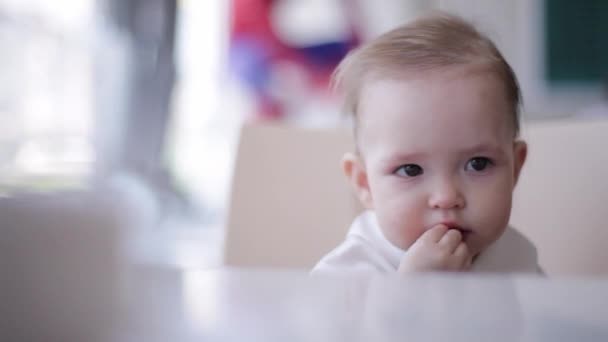 Beautiful Child Eating French Fries — Stock Video