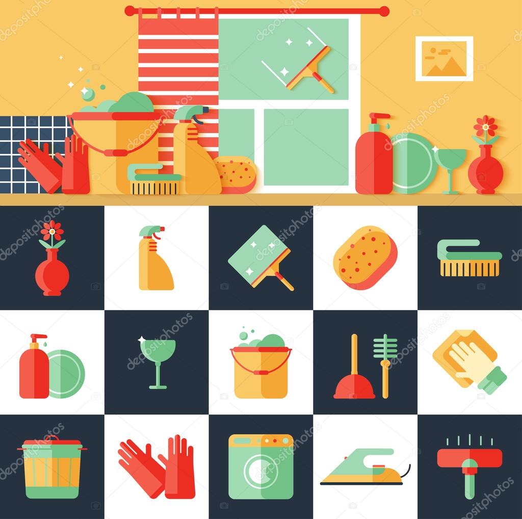 Cleaning icon set